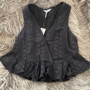 BCBGeneration Lace Peplum Crop Top